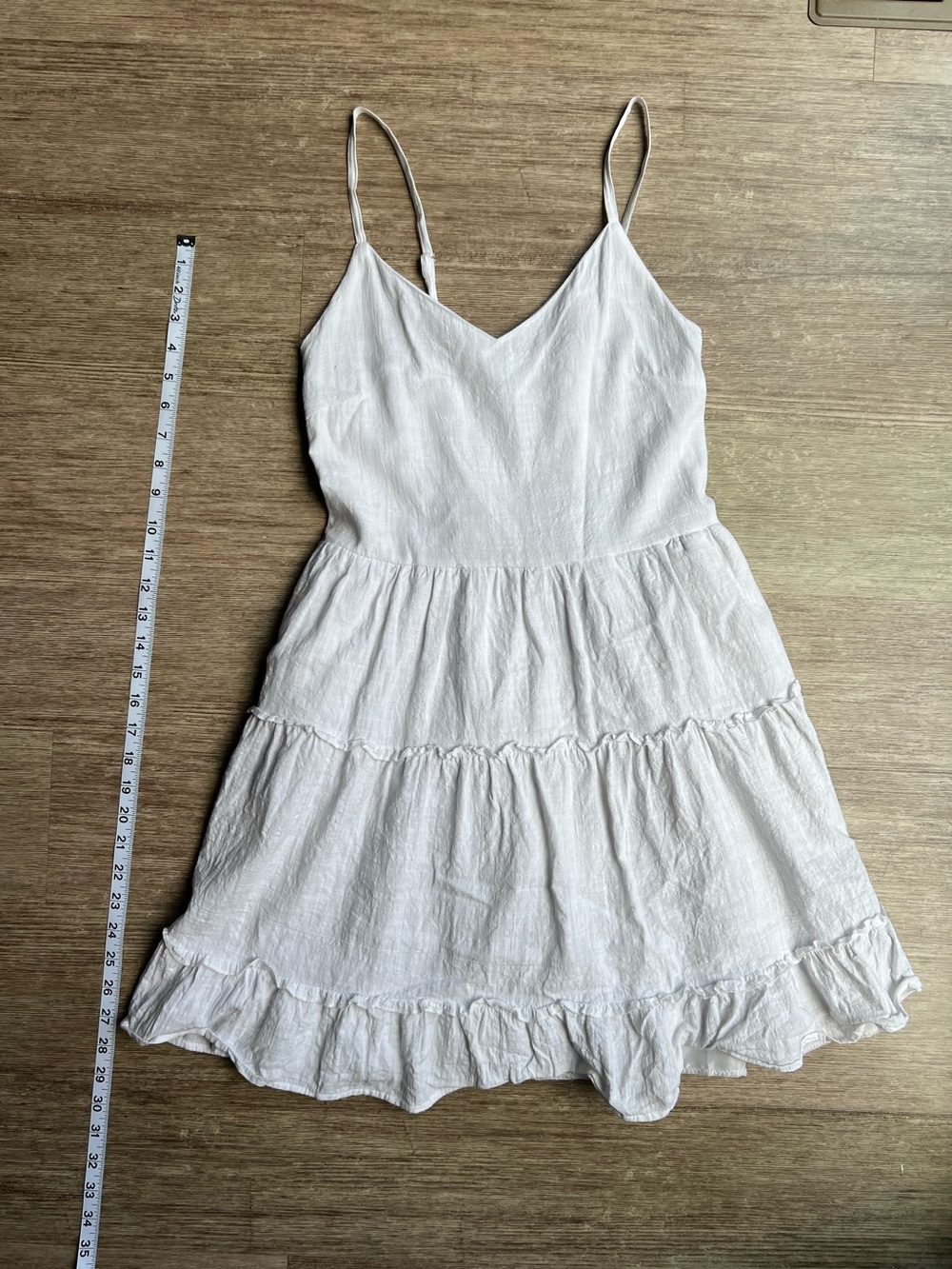 Linen Ruffle Mini Dress with Pockets